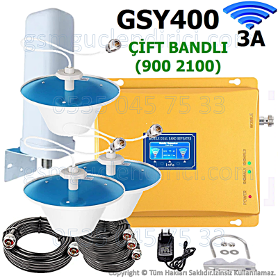Çift Bandlı Gsm Sinyal Güçlendirici GSY400 - 3 İç Antenli