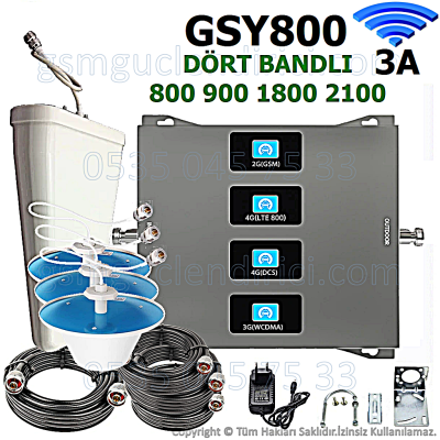 GSY800 Dört Bandlı Gsm Sinyal Güçlendirici - 3 İç Antenli