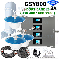 GSY800 Dört Bandlı Gsm Sinyal Güçlendirici - 3 İç Antenli SET