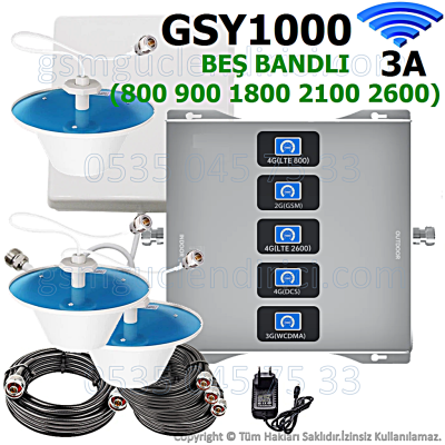GSY1000 Beş Bandlı Gsm Sinyal Güçlendirici - 3 İç Antenli